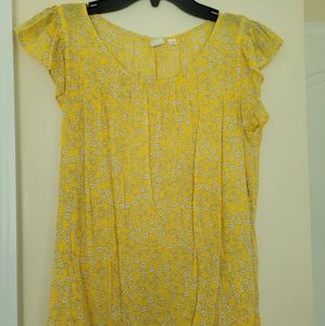 Yellow and floral print blouse